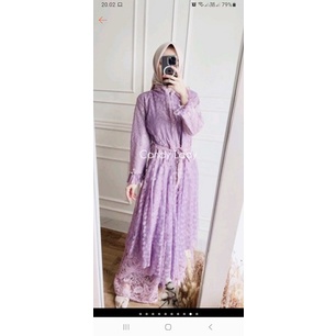 Gamis Dress Veolia Pearly Brocade Maxi Lilac New