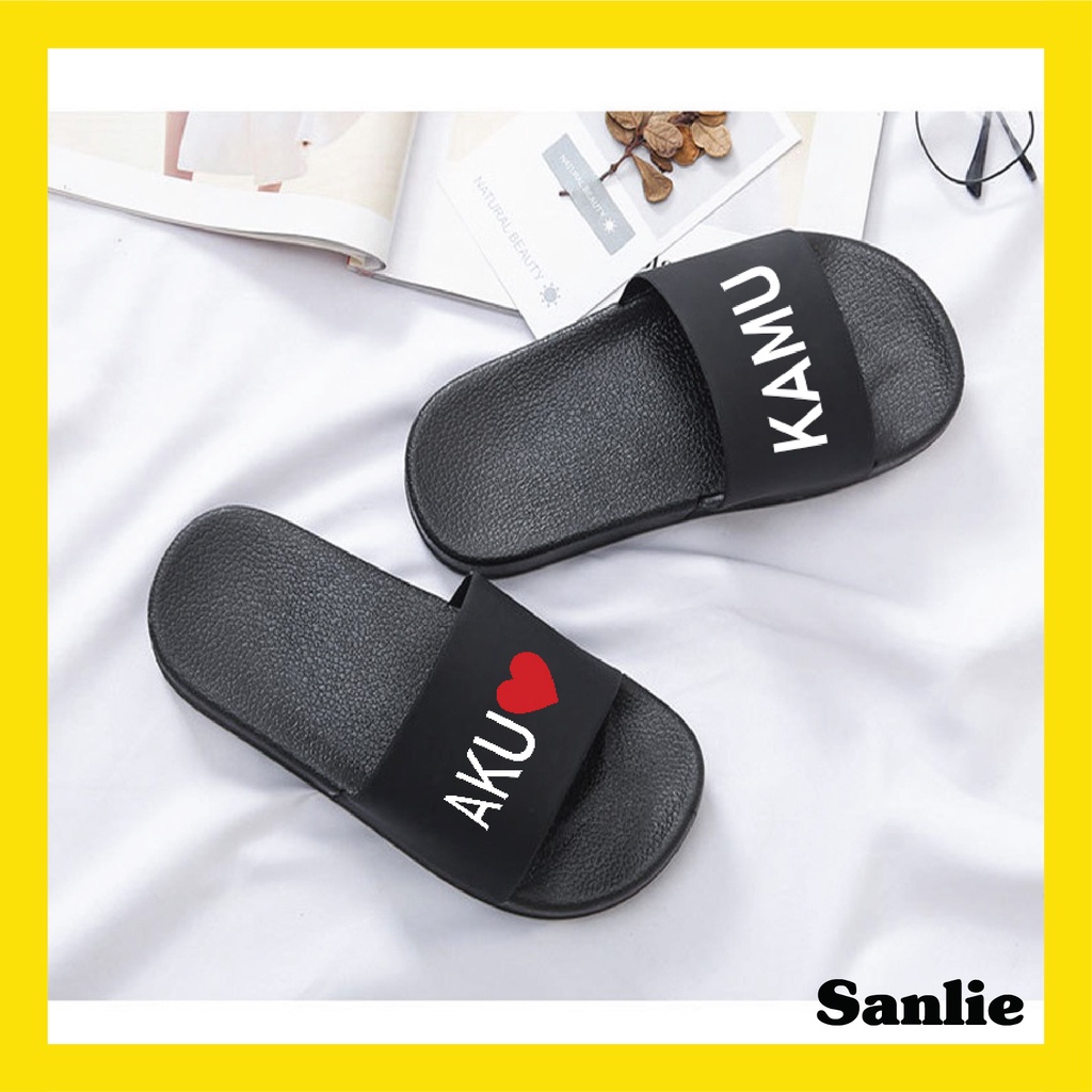 SANLIE SANDAL SLOP AKU KAMU / SANDAL SLIDE SLOP / SANDAL SLIP ON AKU KAMU EMPUK PRIA WANITA 555-2