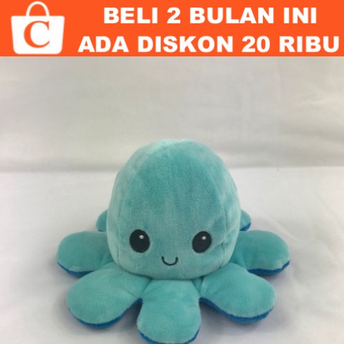 Boneka Octopus Gurita Doll Berubah Bolak Balik Warna Ekspresi BLUE Trend Cotton Ball Indonesia ID