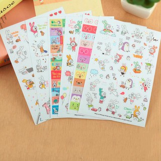 6 Lembar Stiker  Kertas  Motif Kelinci Lucu untuk Anak Kecil  