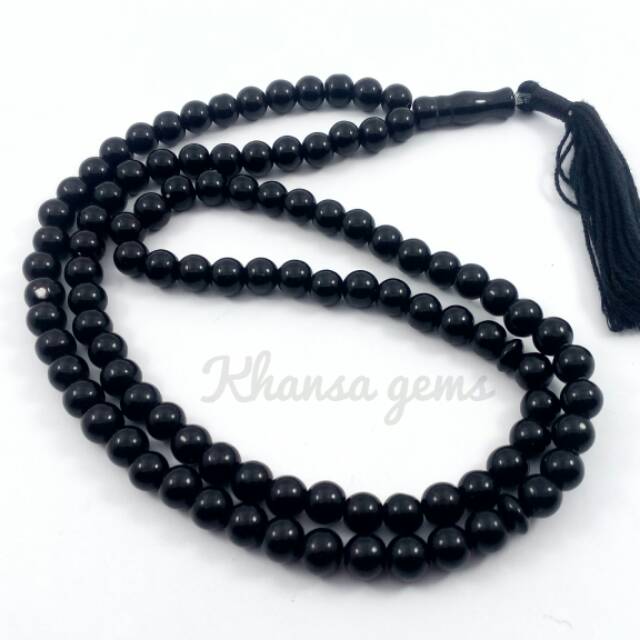 TASBIH BATU BLACK ONIX HITAM LEGAM DIM 8 MM ISI 99 BUTIR PERLENGKAPAN IBADAH SHOLAT DZIKIR FASHION MUSLIM