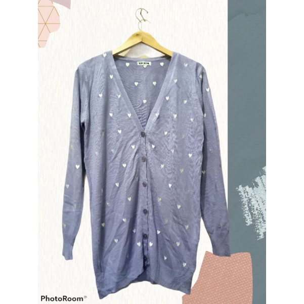 Cardigan rajut knit motif love Lilac ungu  axes femme hnm crop Preloved bekas second