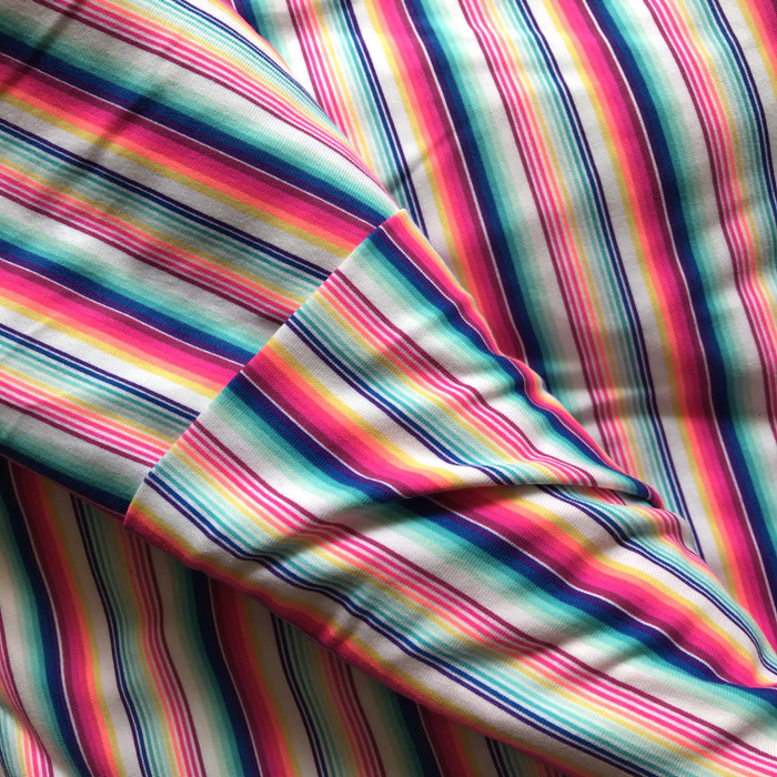 Bahan Kain Kaos Katun Salur Colorful 065