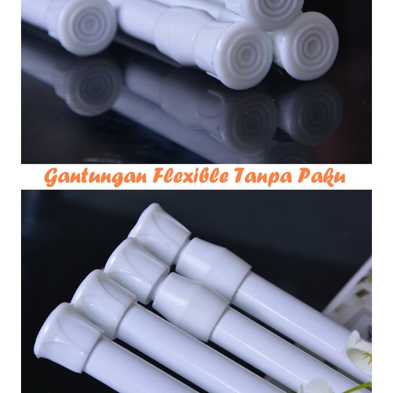 Size 72 - 120 cm Tiang Gorden Tirai Gantungan Flexible Tanpa Paku Tiang Hordeng Set Komplit