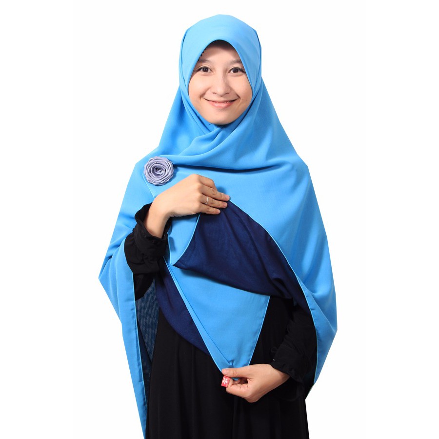 Jilbab syari segi empat Bolak Balik Biru Dongker Biru Muda TERMURAH