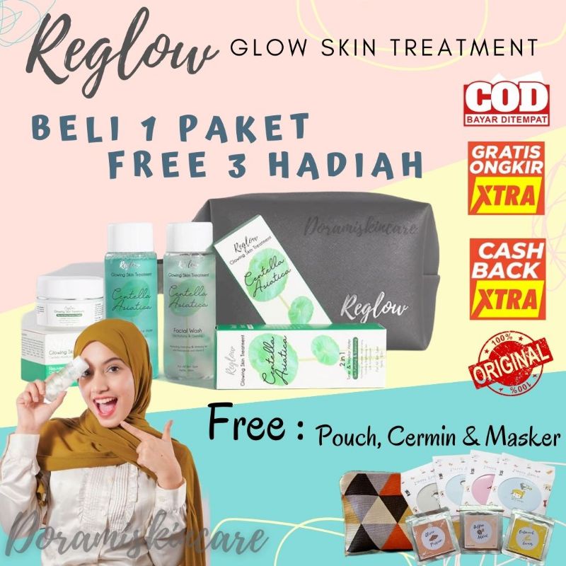 REGLOW SKINCARE SERIES (BELI 1 Paket FREE 3 HADIAH)  GLOW SKIN TREATMENT BY AMURA PAKET WAJAH-1