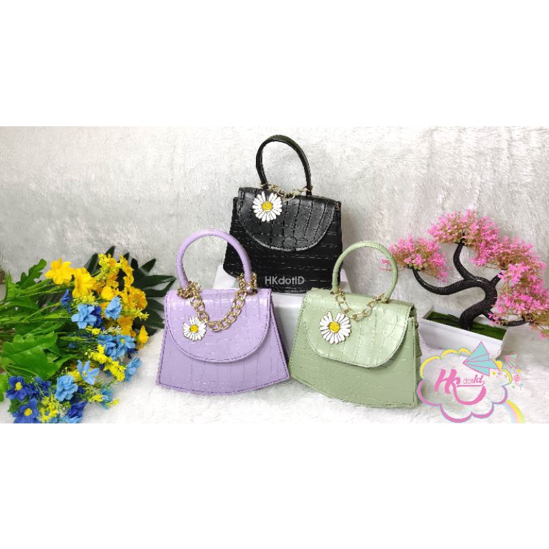 Sling bag Tas DAISY FLOWER / Tas Micro Croco / Tas wanita / fhasion wanita /Tas slempang kecil realp
