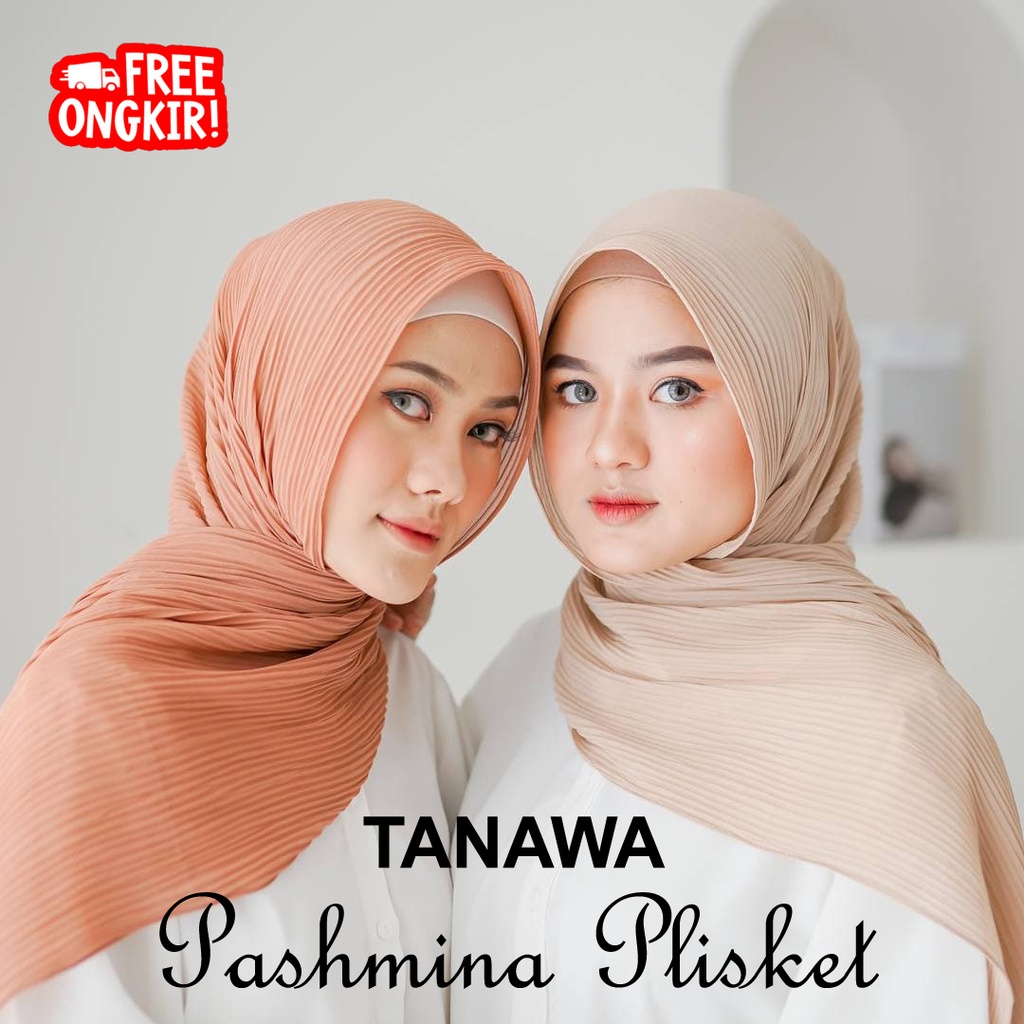 100% FULL PLISKET HIJAB KERUDUNG JILBAB PASHMINA WARNA MOCCA DAN COKSU