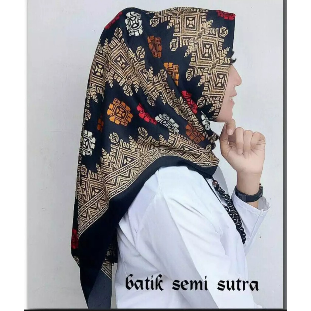 SB Collection Jilbab Segi Empat Lufia Hijab Kerudung Trendy Sutera Batik Wanita