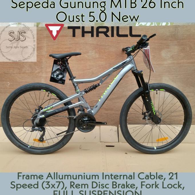 BIG PROMO Sepeda Gunung Mtb 26 Inch Thrill Oust 5.0 New Alloy 21Sp Full Suspensi Maisarashop228