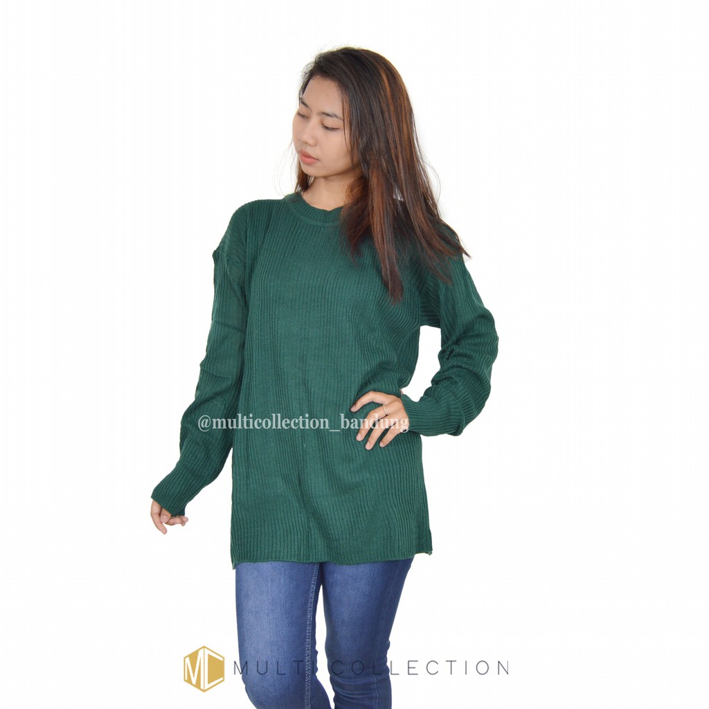 BOXY PREMIUM JUMBO MCRD / Baju Sweater / Rajut Jumbo / Sweater Over Size / Sweater Rajut Wanita-Emerald