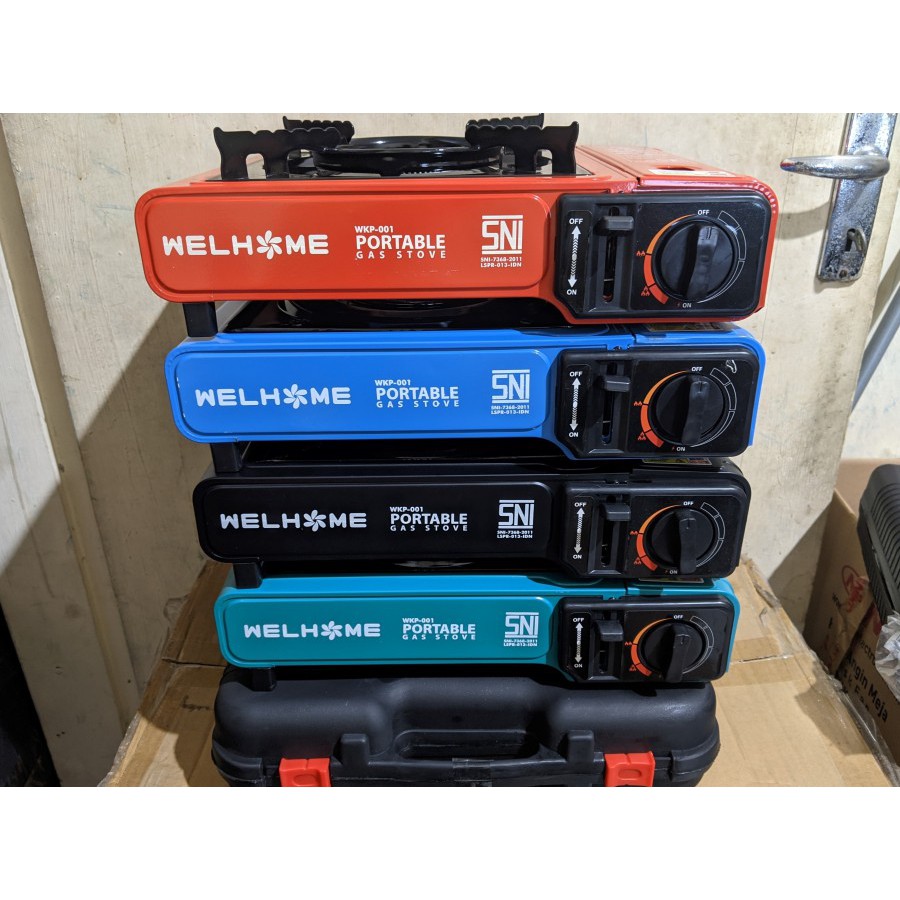 PAKET Kompor Gas Portable Welhome WKP-001 Camping 2 in1 Original + GAS KALENG PROMO