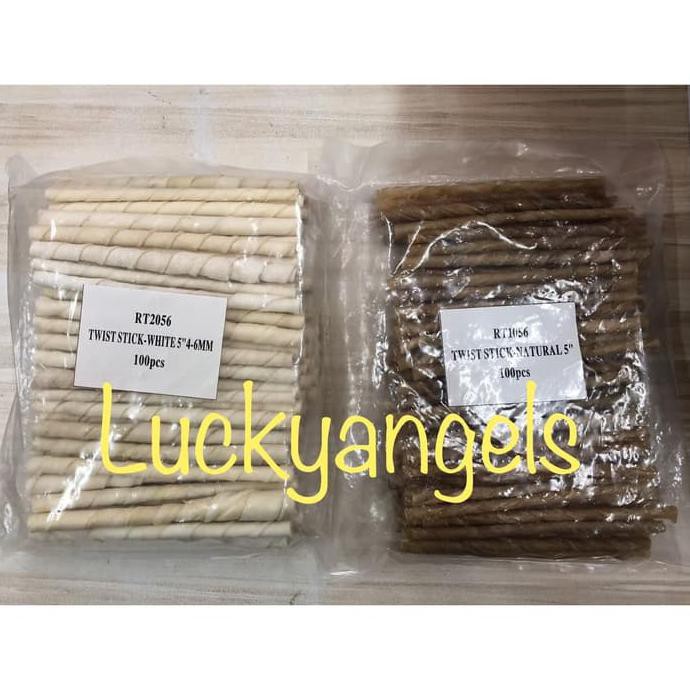 TULANG/SNACK ANJING TWIST STICK 5 INCH ISI 100PCS RT1056-RT2056 - NATURAL