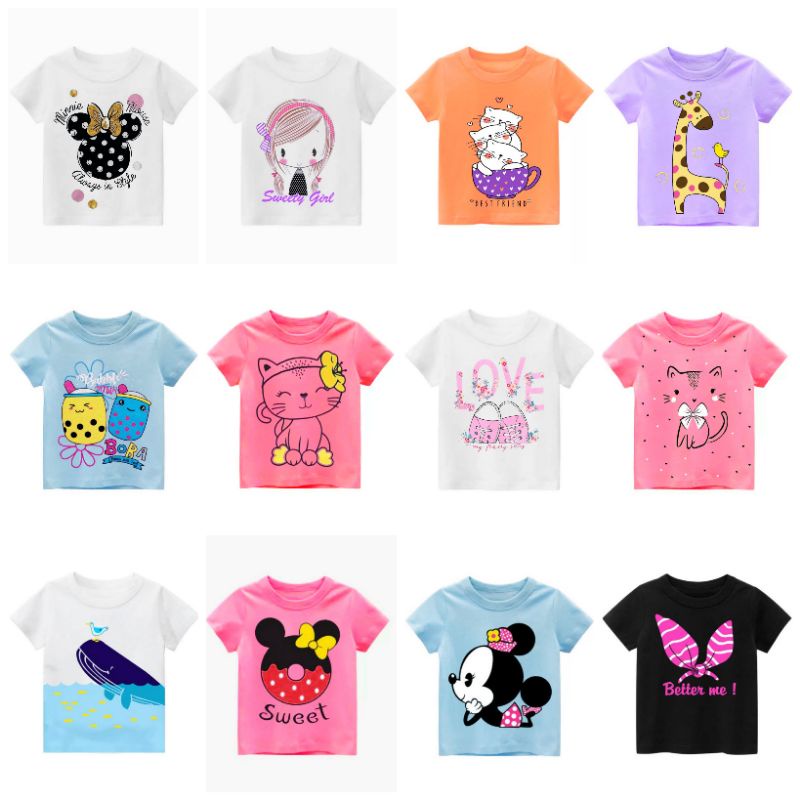 kaos anak perempuan motif micki/ kaos lucu anak perempuan 1-10th