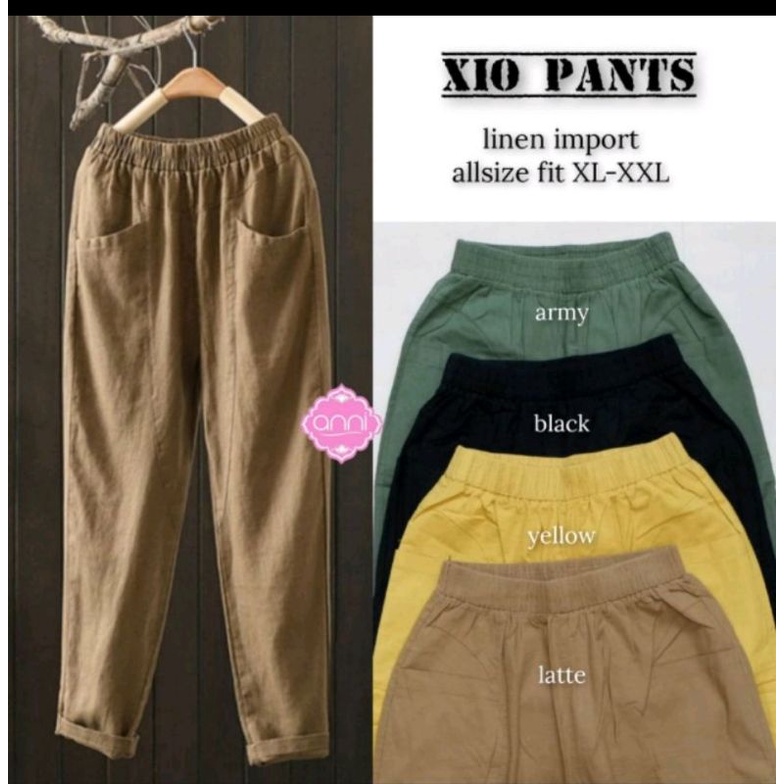 XIO PANTS/CELANA PANJANG WANITA/ LINEN PANTS /BAGGY LINEN