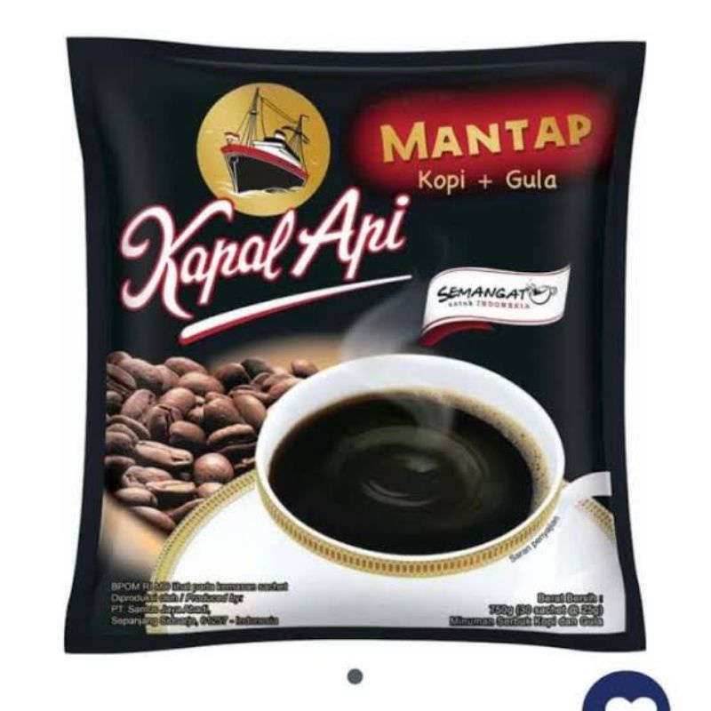 

Kopi Kapal Api Mantap +Gula (10 sachet/ 12 sachet)