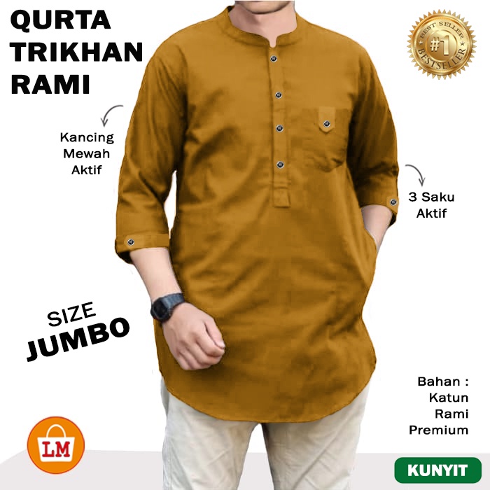 Baju Koko QURTA TRIKHAN RAMI JUMBO Bahan Katun Rami M - XXXL TERBARU TERMURAH TERLARIS LMS 27658 27660 27662 27664 27666