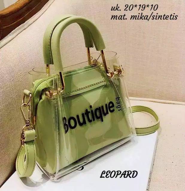 Fashion Tas Selempang Handbag 2in 1 PVC Transparan Untuk Wanita