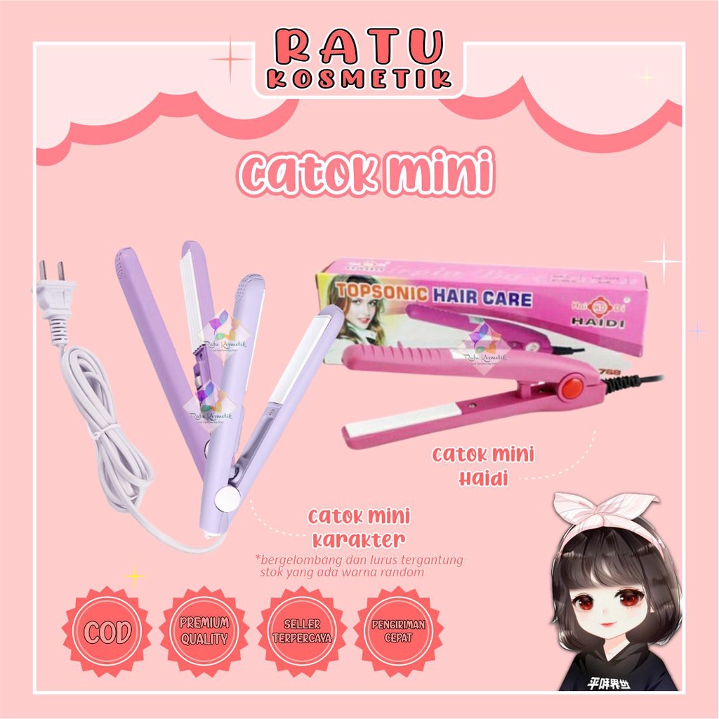 ❤ RATU ❤ Catok Mini Haidi Top Sonic Hair Care | Catokan Mini 2 in 1 Pelurus Rambut Karakter Murah | Curly