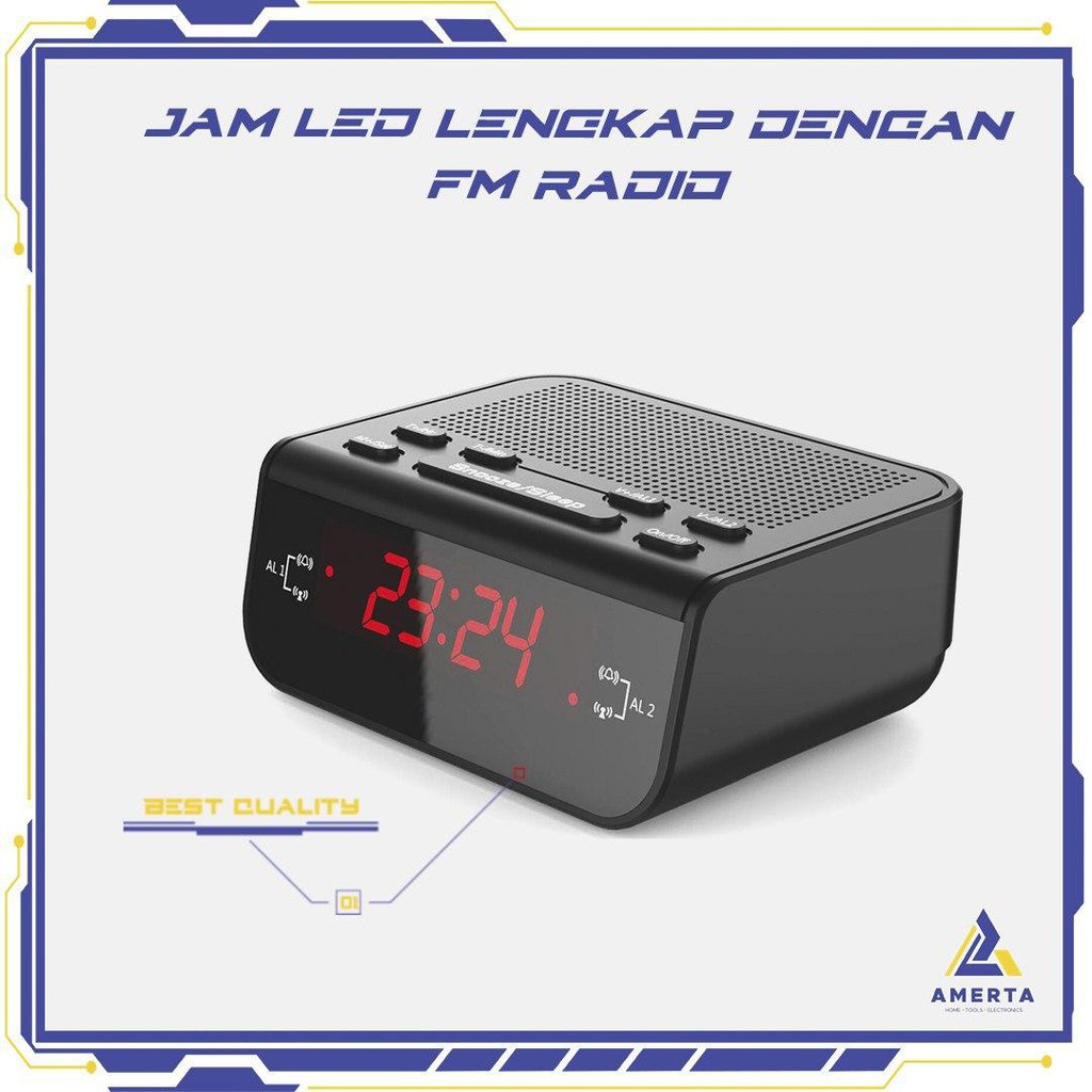 Jam Meja/Alarm/Weker/ LED Digital Clock dengan FM Radio