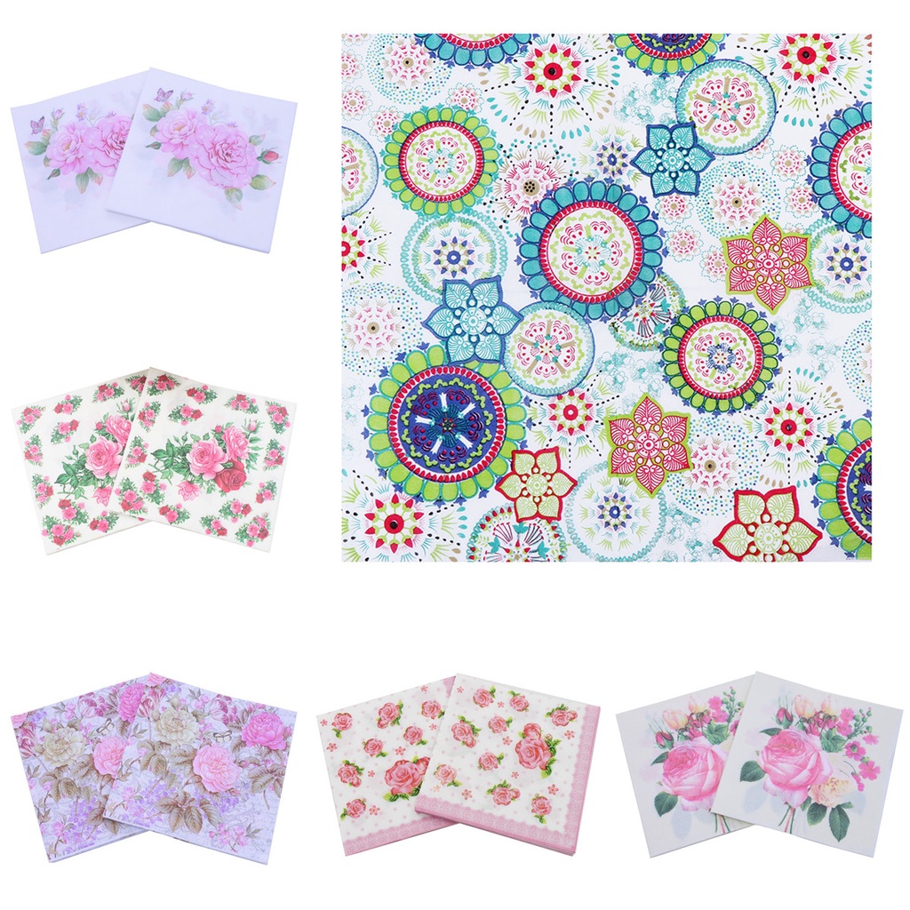 Rose Paper Napkin Event &amp; Party Tissue Printed Napkin 20pcs/pack