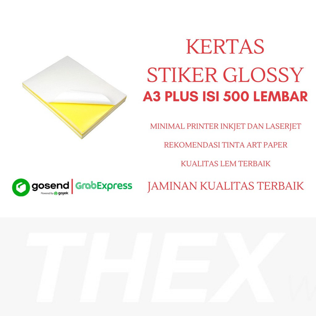 

Kertas Sticker A3 Plus Glossy isi 500 lembar / Kertas Stiker Chromo A3 Plus