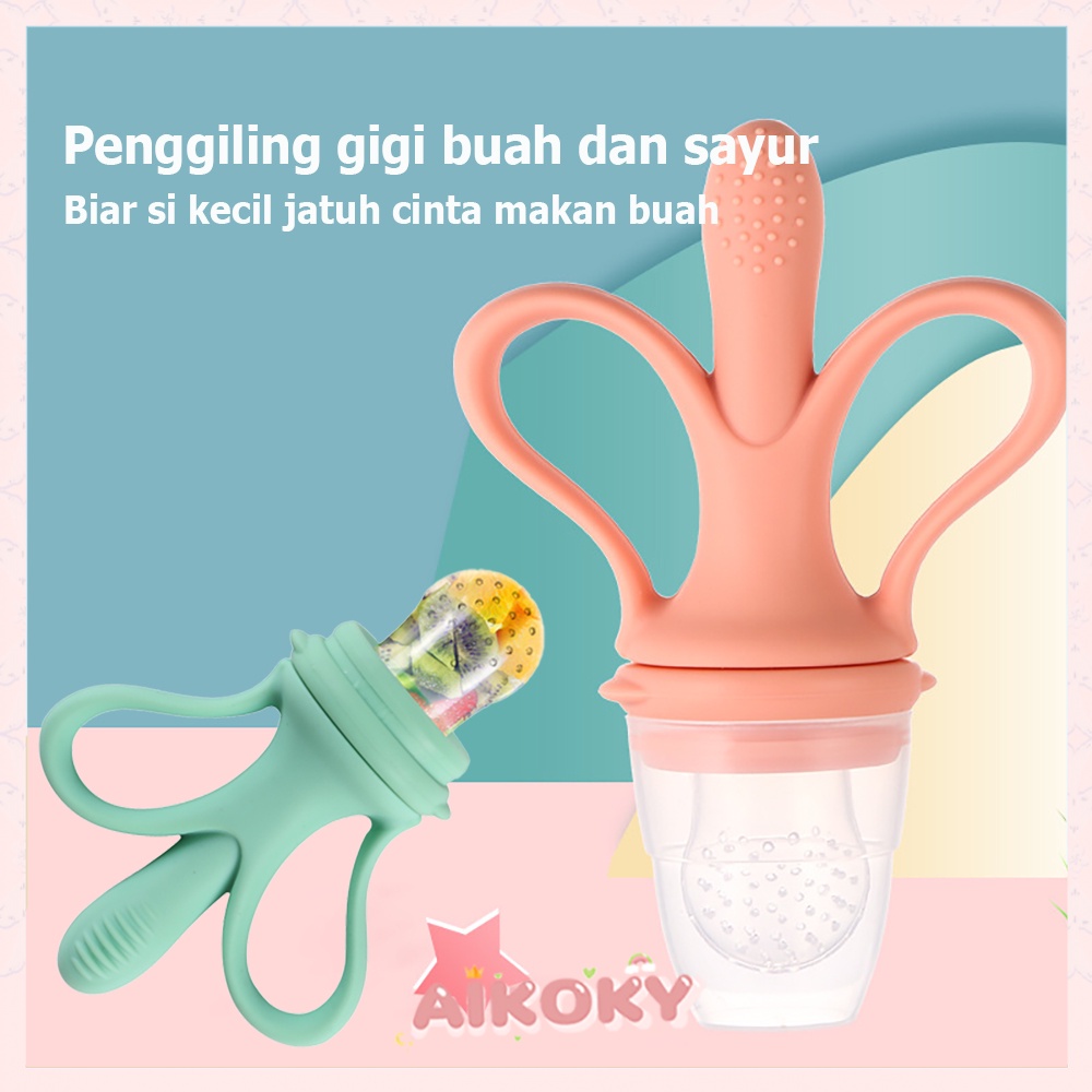 Aikoky Teether bayi empeng buah 2 in 1 behan silikon