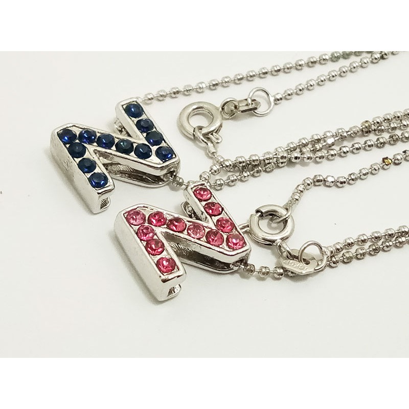 VeE Kalung Liontin Huruf Abjad N - Z Kristal Swarovski Warna