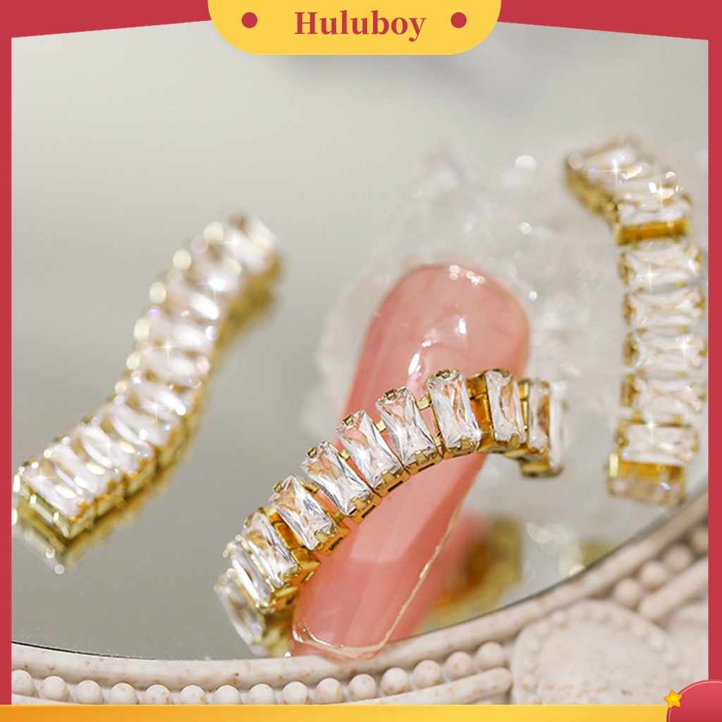 Huluboy Huluboy♡ Perhiasan Rantai Zircon 3D Tahan Pudar Untuk Dekorasi Nail Art