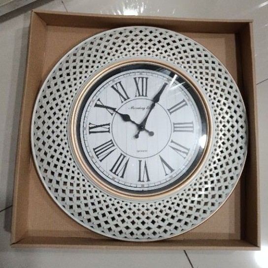 NZK_JAM DINDING JUMBO 45CM || JAM DINDING ROMAWI VINTAGE PUTIH||JAM DINDING SHABBY