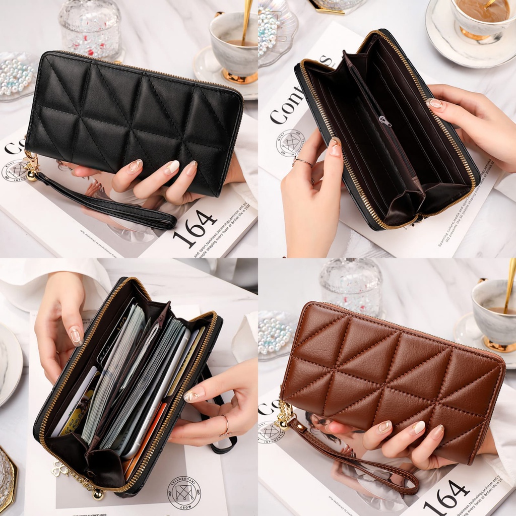 DOMPET PANJANG WANITA PESTA RESLETING PREMIUM KULIT MAZONE IMPORT BRANDED MUAT HP REMAJA KEKINIAN KOREA KARTU UANG TALI PENDEK MURAH CEWEK SIMPLE CASUAL