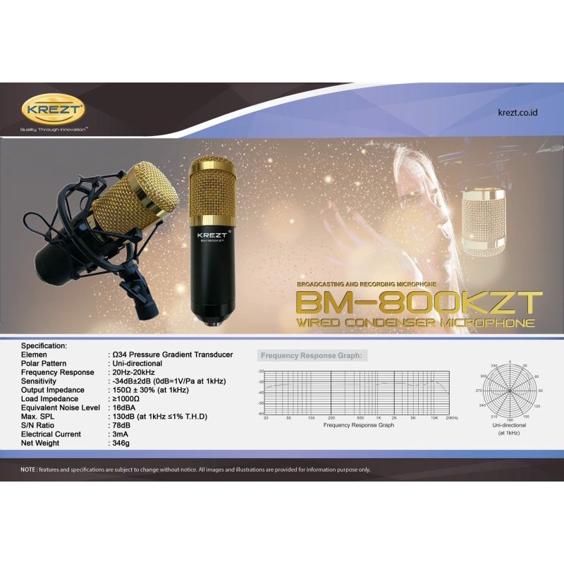 Mic condenser recording studio Krezt BM800 original krezt Bm800 kzt