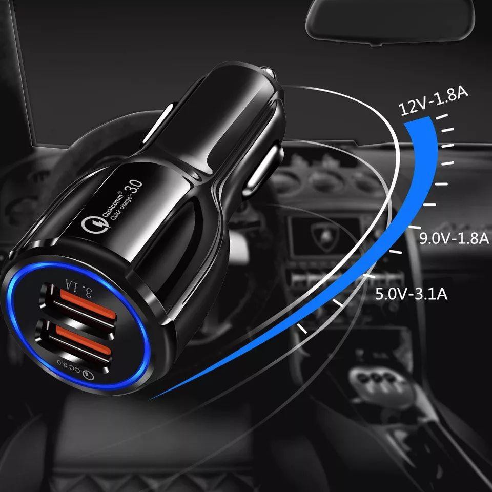 Charger Mobil dan Motor Car Charger QC 3.0 Quick Charging Qualcomm 2 port Fast Charging Casan Mobil