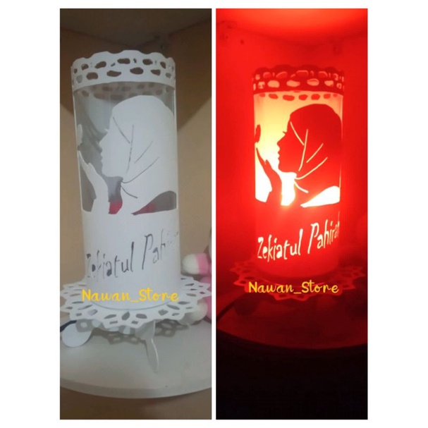 lampu hias ukir pvc motif muslimah  nama bisa custom nama