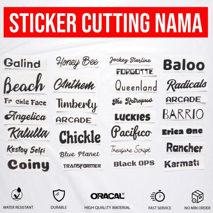 

Sticker Cutting Nama Tulisan Bebas Custom Desain Logo Stiker Cuting sukik90