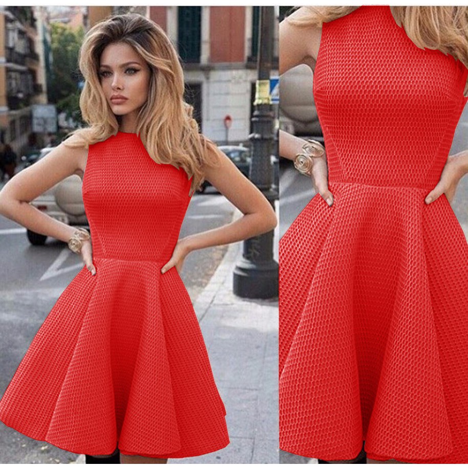 Promo Lebaran [Dress Narita Merah CL] dress wanita scuba merah