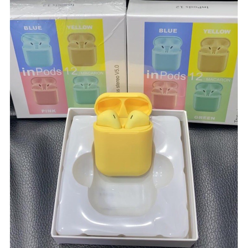 earphone bluetooth i12 twins macaron