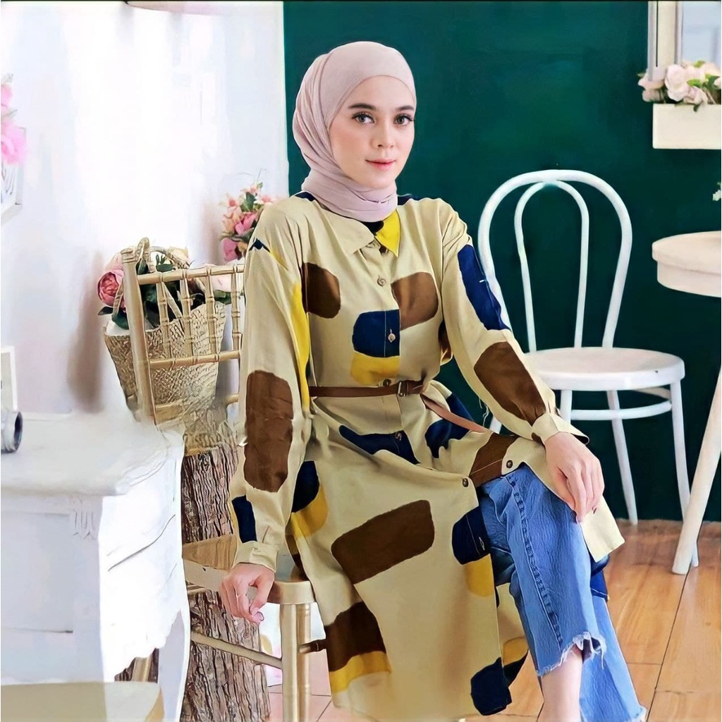 Tunik Wanita Rayon Viscose Premium Baju Tunik Wanita Terbaru Lengan Panjang Busui LD 110 cm