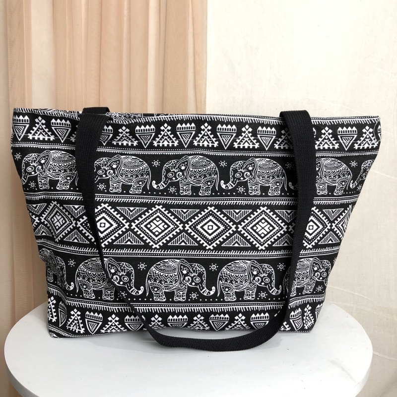 (COD) Totebag Kanvas Motif JUMBO Tas belanja Tas Tote Ukuran besar