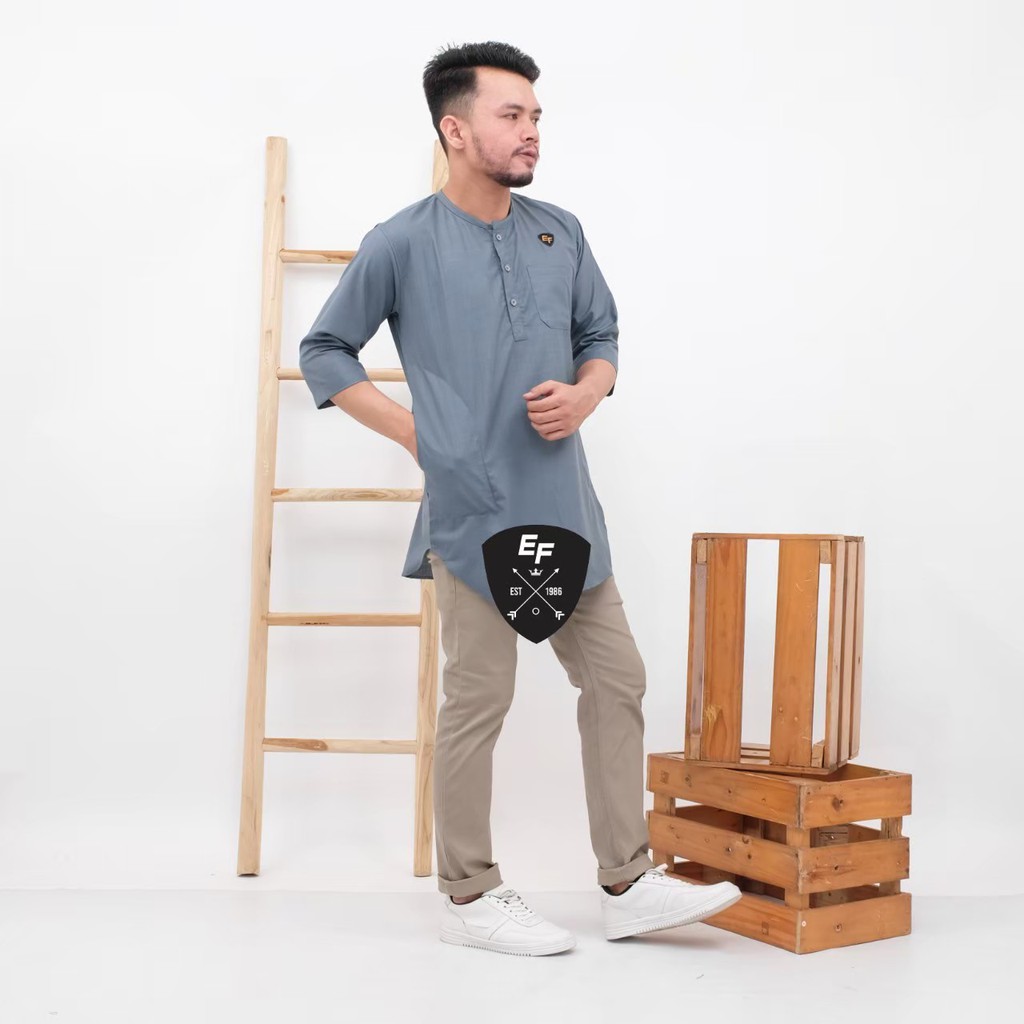 QURTA MY MAN PREMIUM  LENGAN TIGA PEREMPAT KURTA POLOS KOKO PAKISTAN