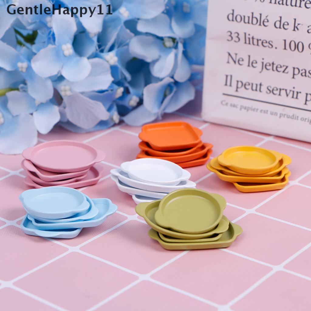 Gentlehappy 4pcs / set Mainan Miniatur Piring Nampan Binaural Skala 1: 12 Untuk Aksesoris Dapur Rumah Boneka