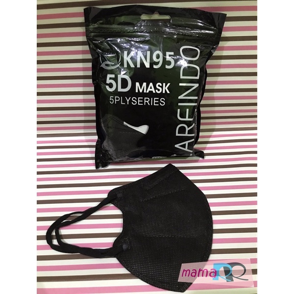 Masker Careindo KN95 5D 5ply warna hitam (mirip pokana)