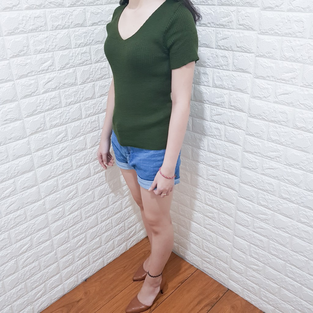GFS RJT VNECK RAJUT TANGAN PENDEK