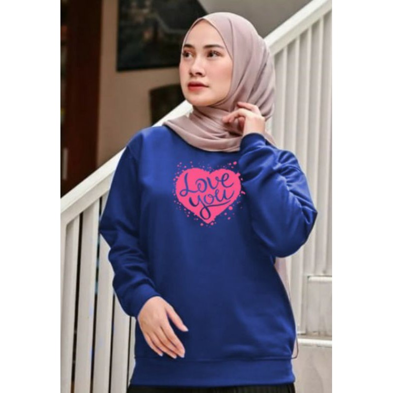 Kaos Lengan Panjang LOVE PINK / Kaos Sweatshirt / Atasan Wanita / Atasan Wanita Lengan Panjang