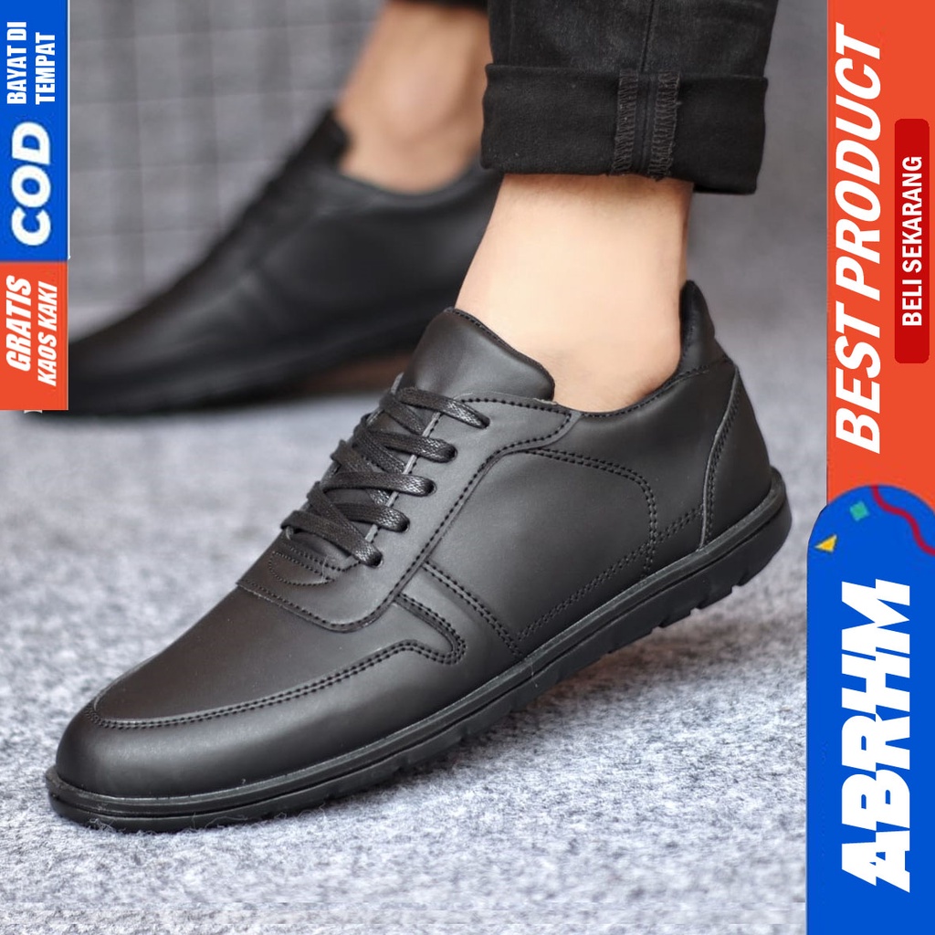 ABRHM MUGEN Sepatu Formal Casual Pria Kulit sintetis Pantofel Cowok Kerja Kantor Kuliah Ori