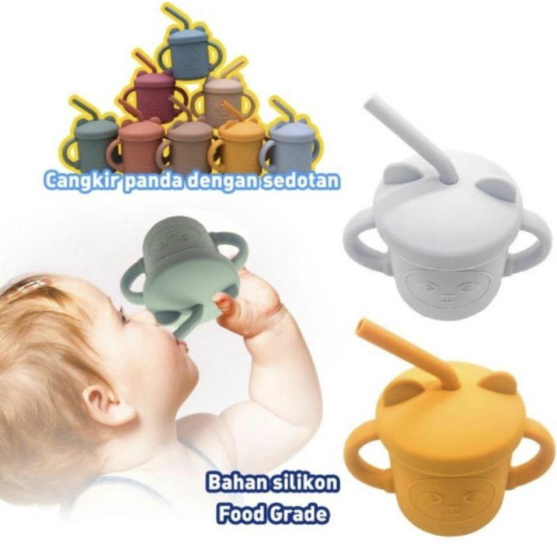 KD1 Gelas Silicone Bayi + Sedotan / Baby Training Cup