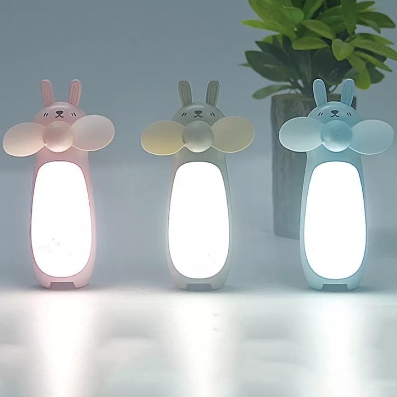 Kipas Angin Rabbit LED + Tali Gantungan Portable Traveling