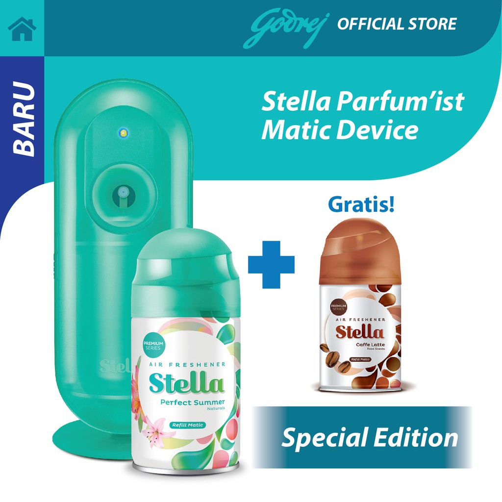 Stella Parfumist Special Edition Green + Refill Perfect Summer + Free Refill Cafe Latte 225 ml - Pen