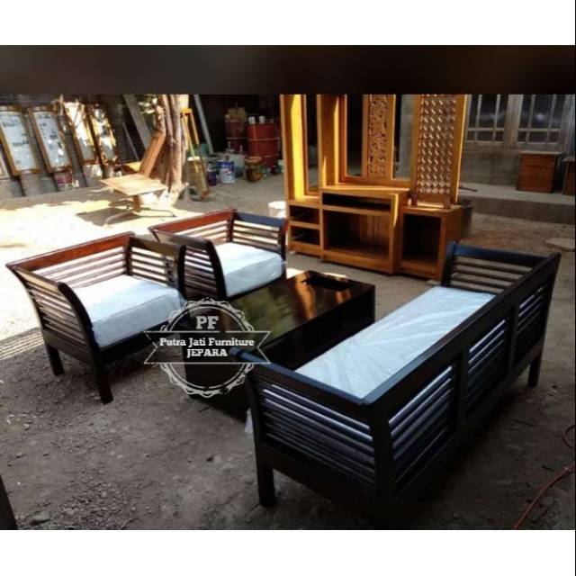 Meja Kursi Jati Model Minimalis/ Kursi Sofa Jati