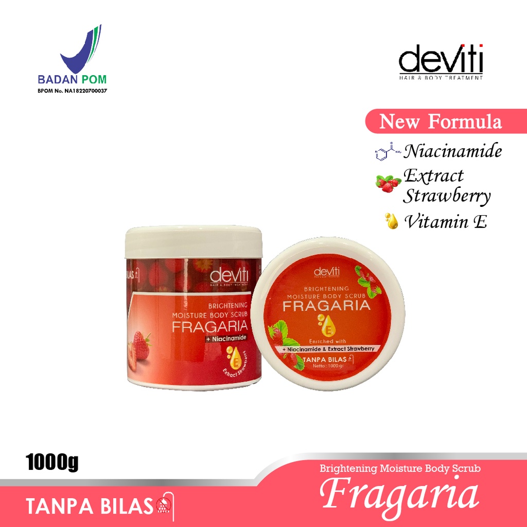 Deviti Moisture Body Scrub Fragaria 1Kg Menghaluskan dan Mencerahkan Kulit